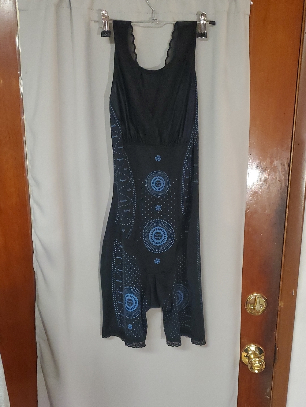 Black and Blue Printed Shapewear Romper